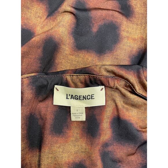 L'Agence 'Tami' Brown Draped Leopard-Print Stretch-Jersey Cowl Neck Midi Dress - Picture 4 of 5